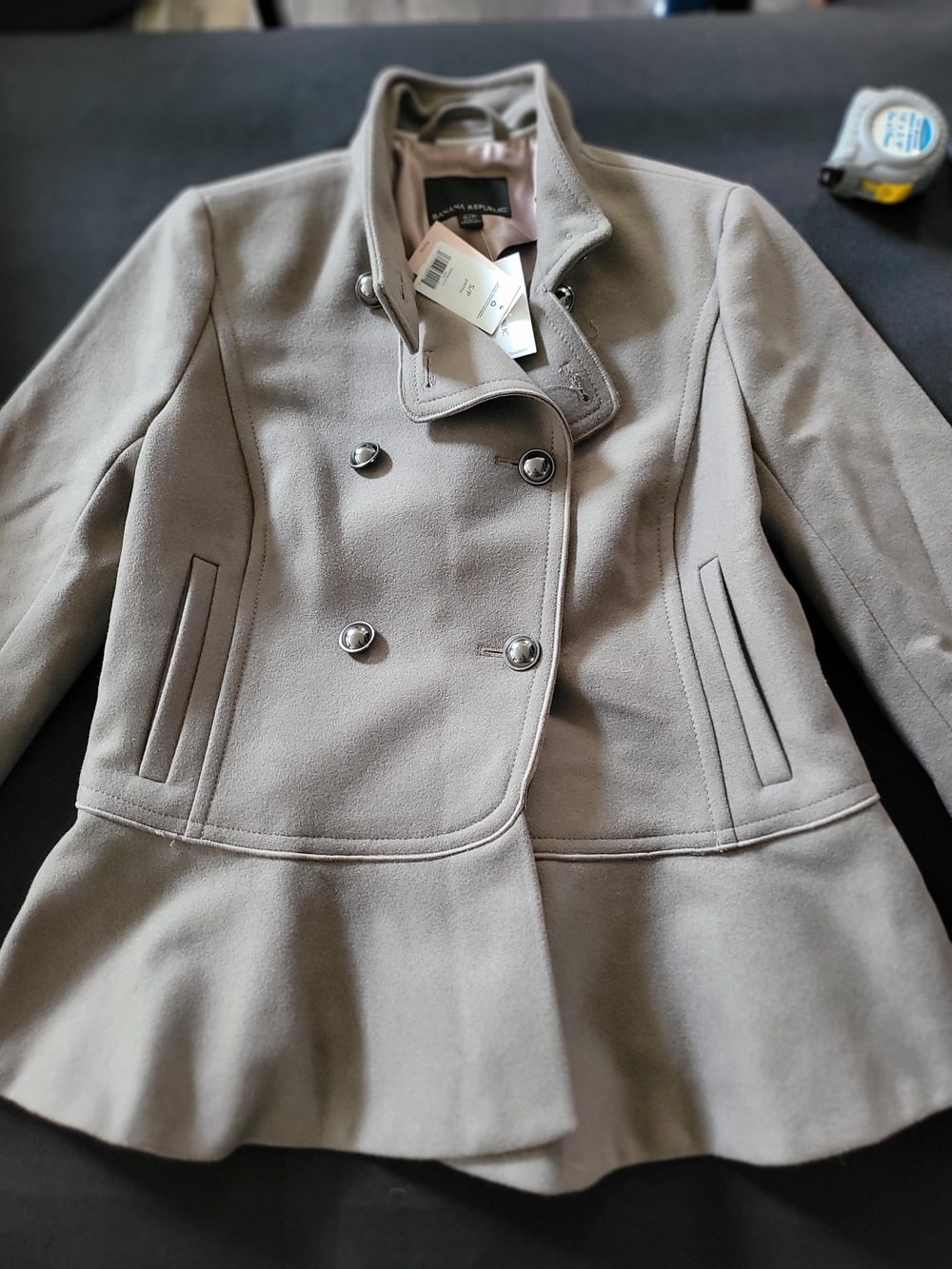 Banana Republic Double-Breasted Peplum Coat - Taupe
